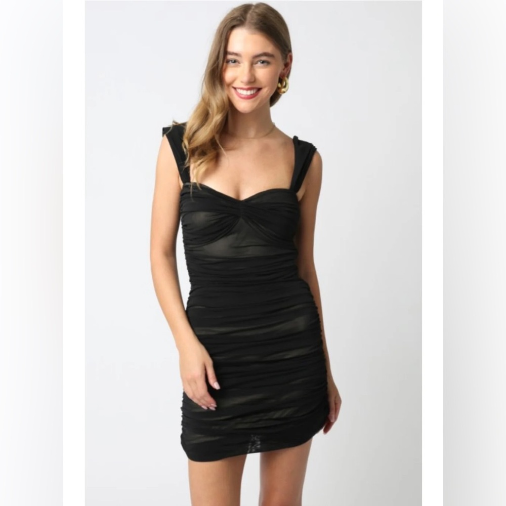 Black & Nude Mesh Overlay Dress